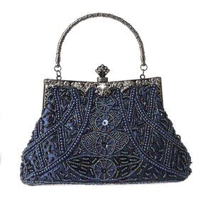 1938 Evening Bag Vintage Beaded Sequin Pearl Clutch Handbag Shoulder Bag